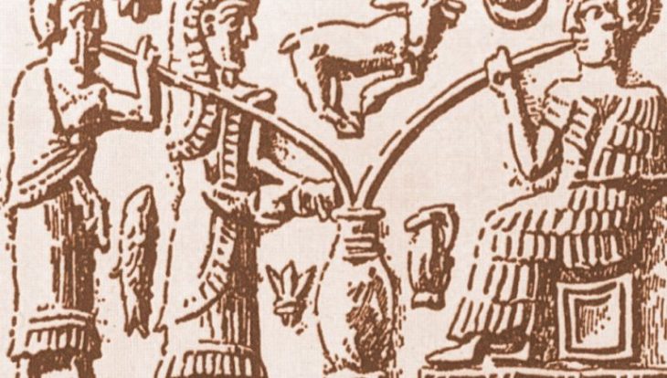 Uzun kamışlarla bira içmek, Sümer'in erken Mezopotamya uygarlığında yaygın bir uygulamaydı.