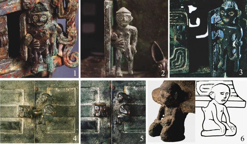 Zhou hanedanı bronzları, tipik olarak kapı bekçisi olarak çalıştırılan amputeleri gösterir.