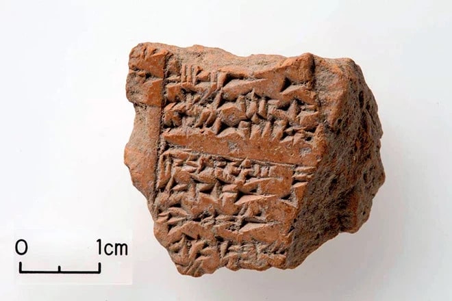 Hurri dilinde yazılmış dini arınma ritüelinin konu edildiği kil tablet parçası Fotoğraf  Japanese Institute of Anatolian Archaeology