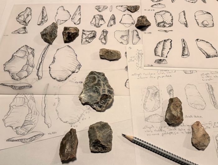 500 milyon yıl önce Homo heildelbergensis tarafından yapılan Tunel Wielki mağarasında bulunan çakmaktaşı aletleri