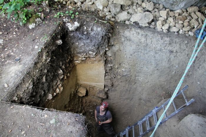 Tunel Wielki mağarası arkeolojik kazılar (2018)  Fotoğraf: Monika Dzierlińska