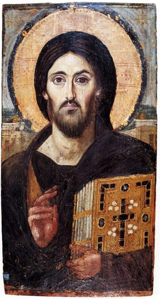 İsa Pantokratörü'nün bilinen en eski simgesi, Aziz Catherine Manastırı, Sina Dağı'ndan 6. yüzyıldan kalma kostik simge. Public Domain / Wikimedia Commons