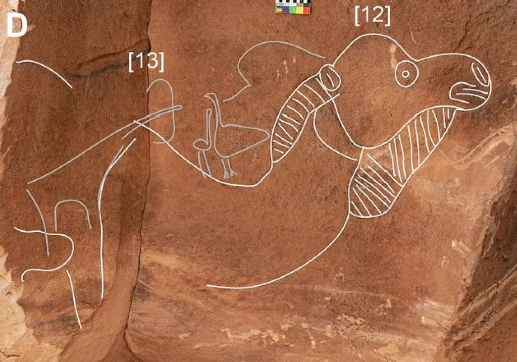 Sahout bölgesinde bulunan antik develerin natüralist görüntülerinden biri