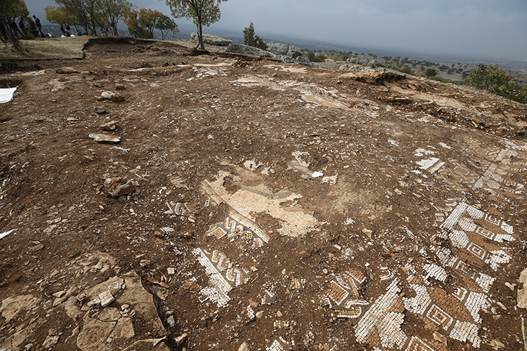 Kaçak kazı ihbarına giden görevlilerin başlattığı kurtarma kazılarında Roma dönemi taban mozaikleri bulundu