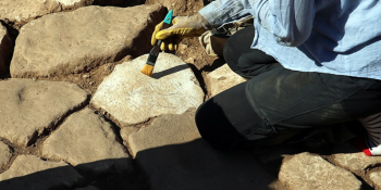 Karahantepe'de taban taşına oyulmuş koşan yaban eşeği figürü keşfedildi